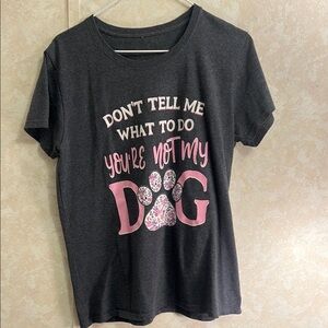Gray and Pink Short Sleeve Tee with Paw Print Design